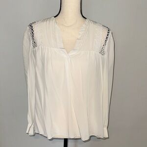 Sandro White Lace Inset Detail Blouse Sz 3 [US L]